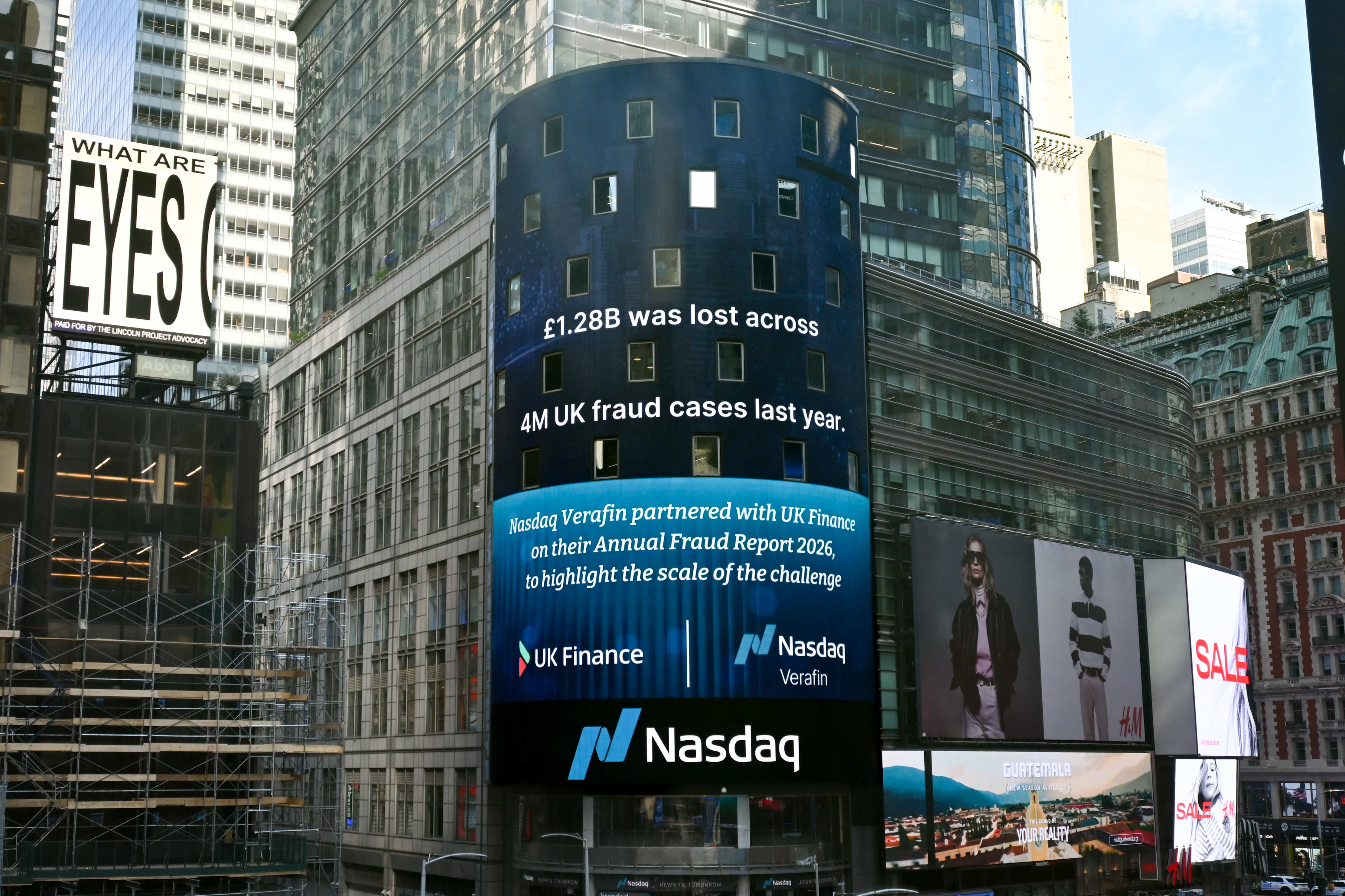 Advertisement on large screen for Fraud Report